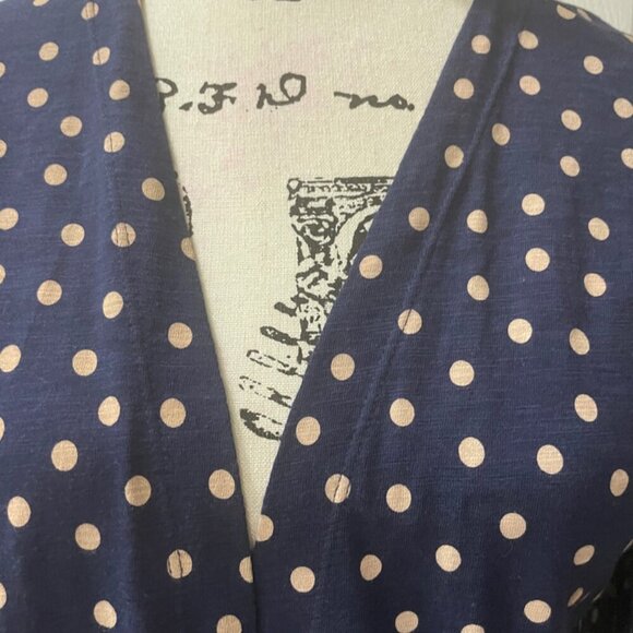 POLKA DOT NAVY BLUE  PINK PREPPY CARDIGAN CHICOS SIZE 1 US MEDIUM - Picture 8 of 16